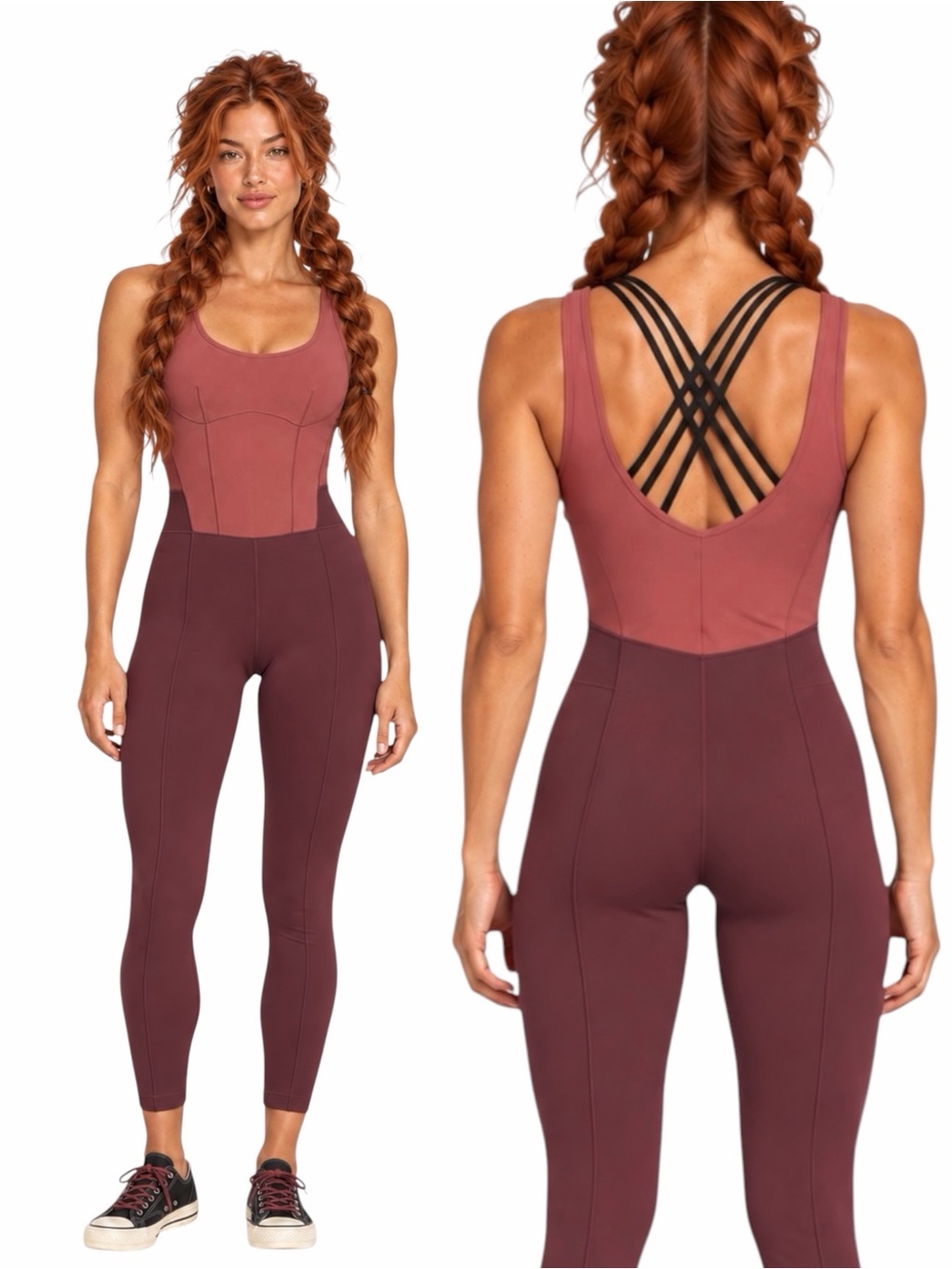 Athleta – Aspiration Bodysuit Powervita Unitard – Antique Burgundy – Sz. XS